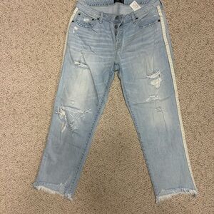 Abercrombie & Fitch Blue Boyfriend Jeans Distressed Raw Hem